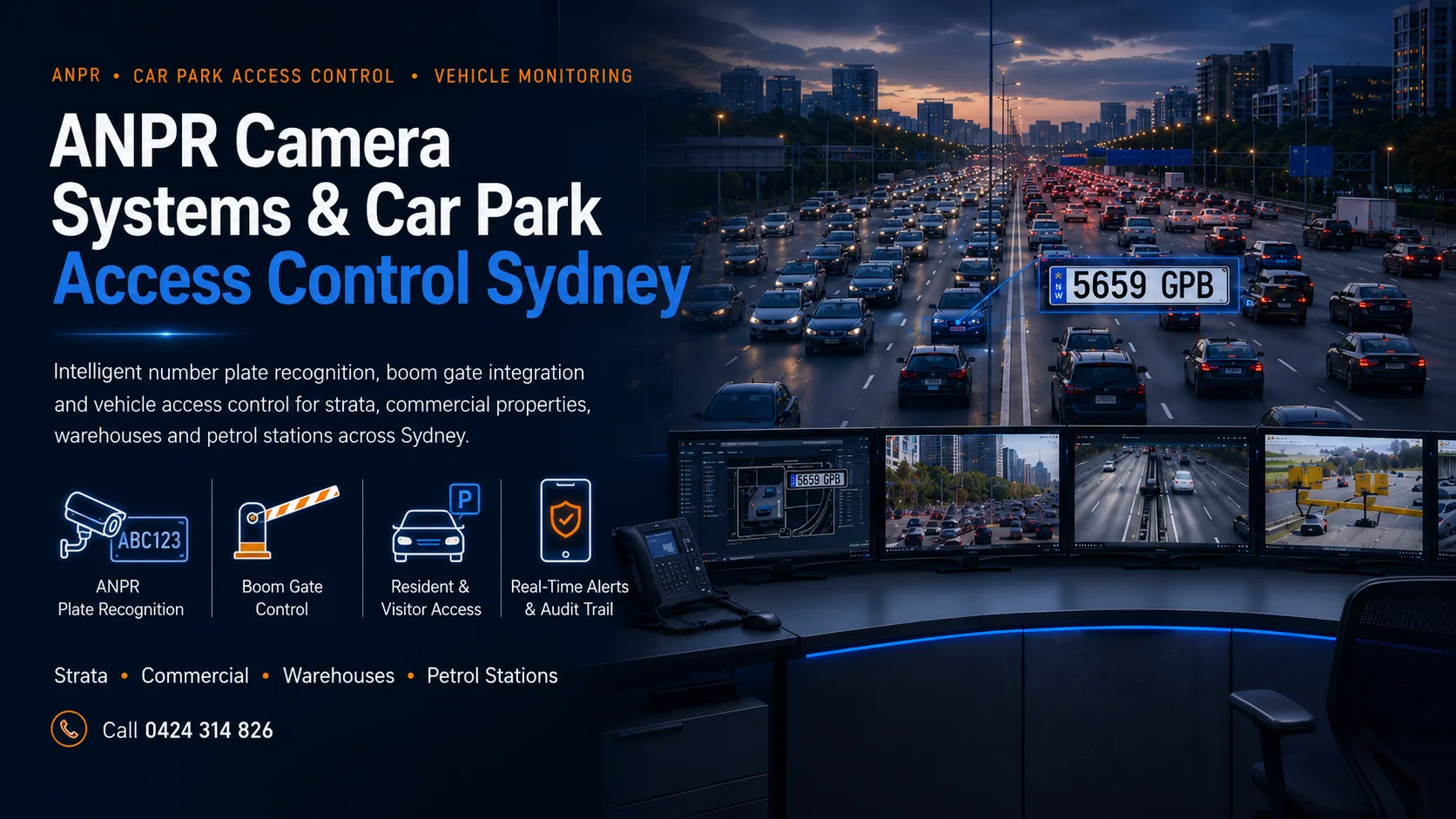 ANPR camera systems and car park access control monitoring vehicle number plates in Sydney