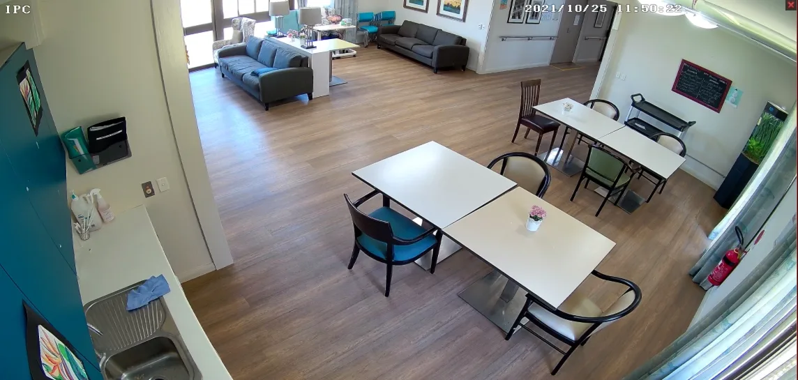 Aged care CCTV NVR recording system managing internal and external cameras