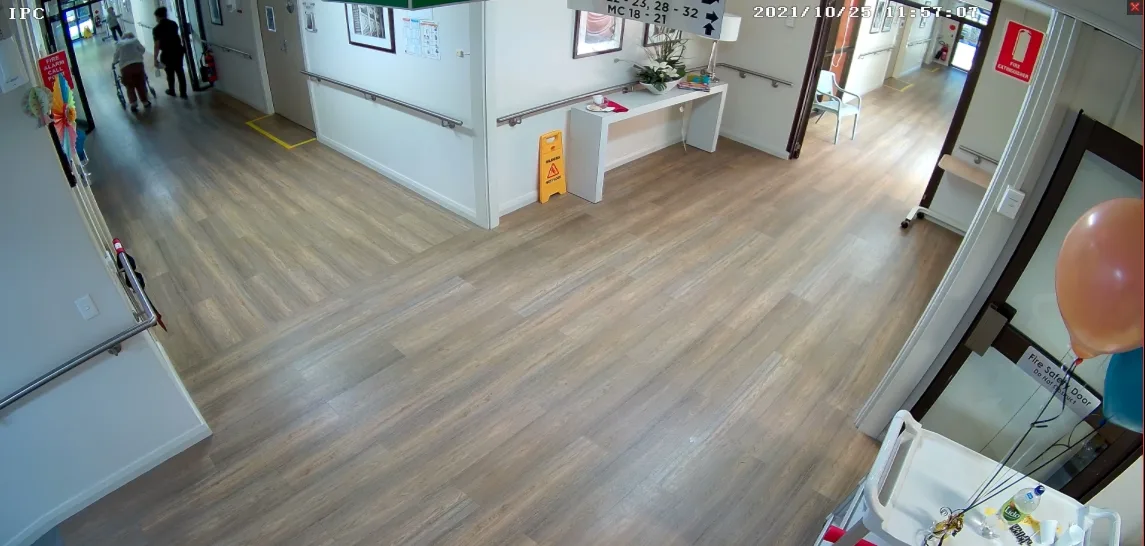 Aged care CCTV PoE network infrastructure supporting multiple security cameras