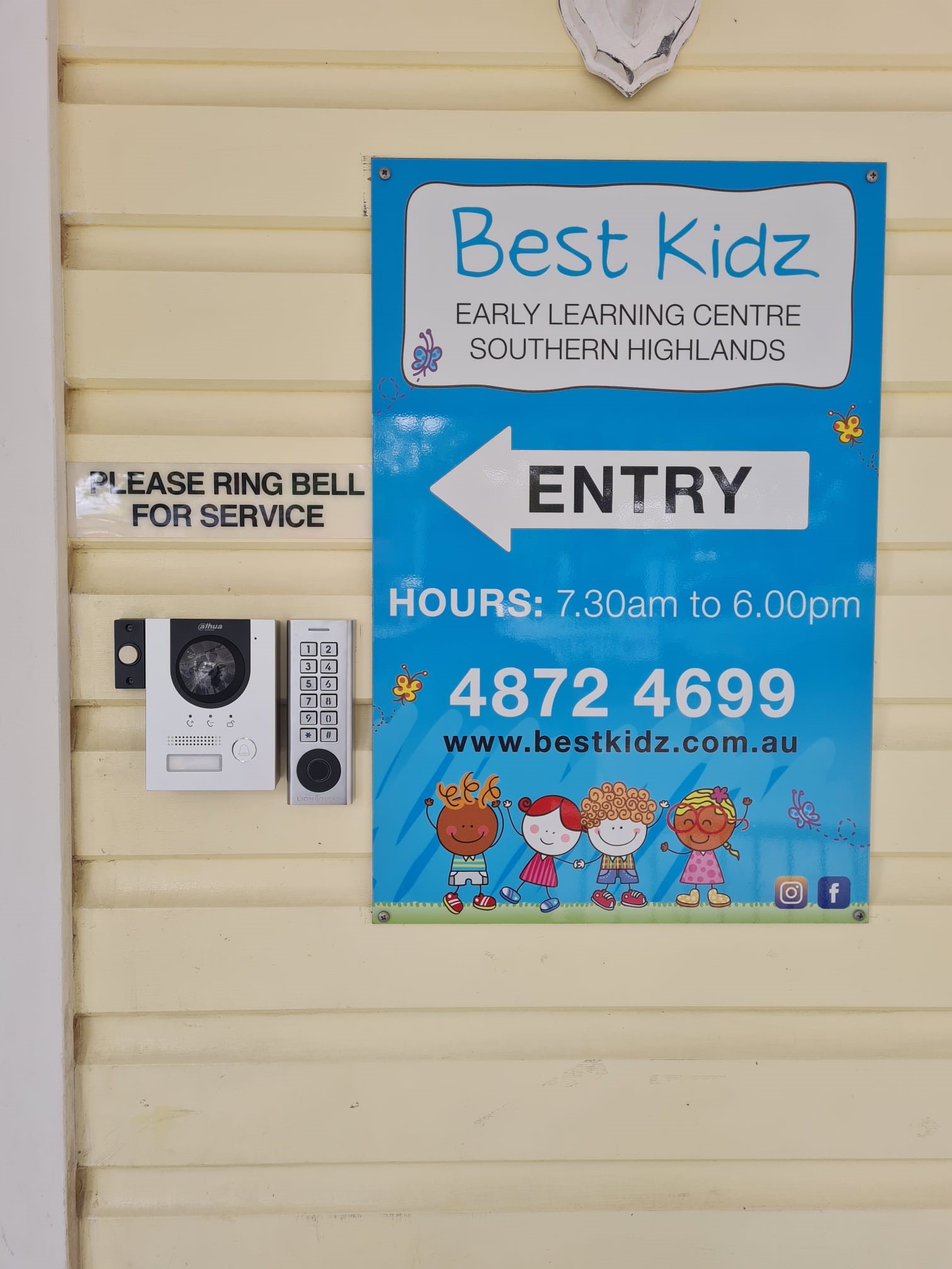 Real biometric and PIN keypad installed at a childcare centre in Sydney