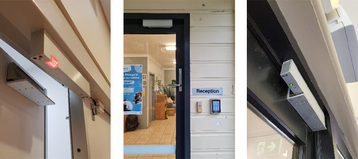 Magnetic lock and controlled door hardware installed at a childcare centre