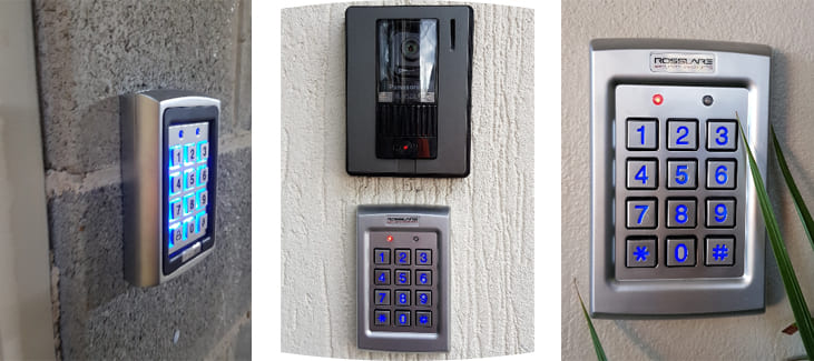 Keypad and intercom installed together at a childcare entrance