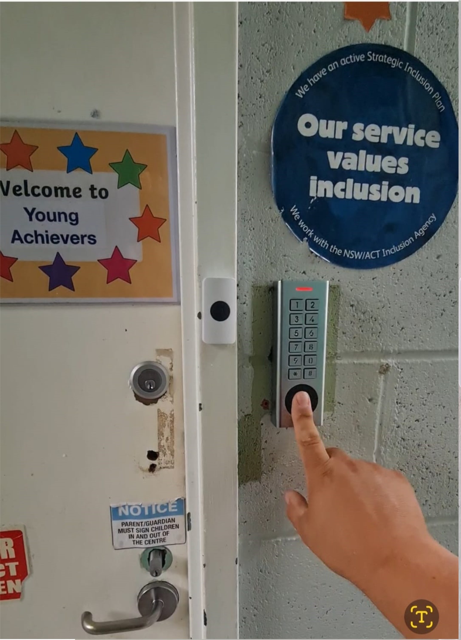 Smart keypad access control demonstration at a childcare centre