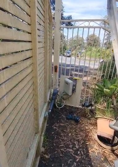 Existing main gate control cabinet integrated with the new wireless intercom system