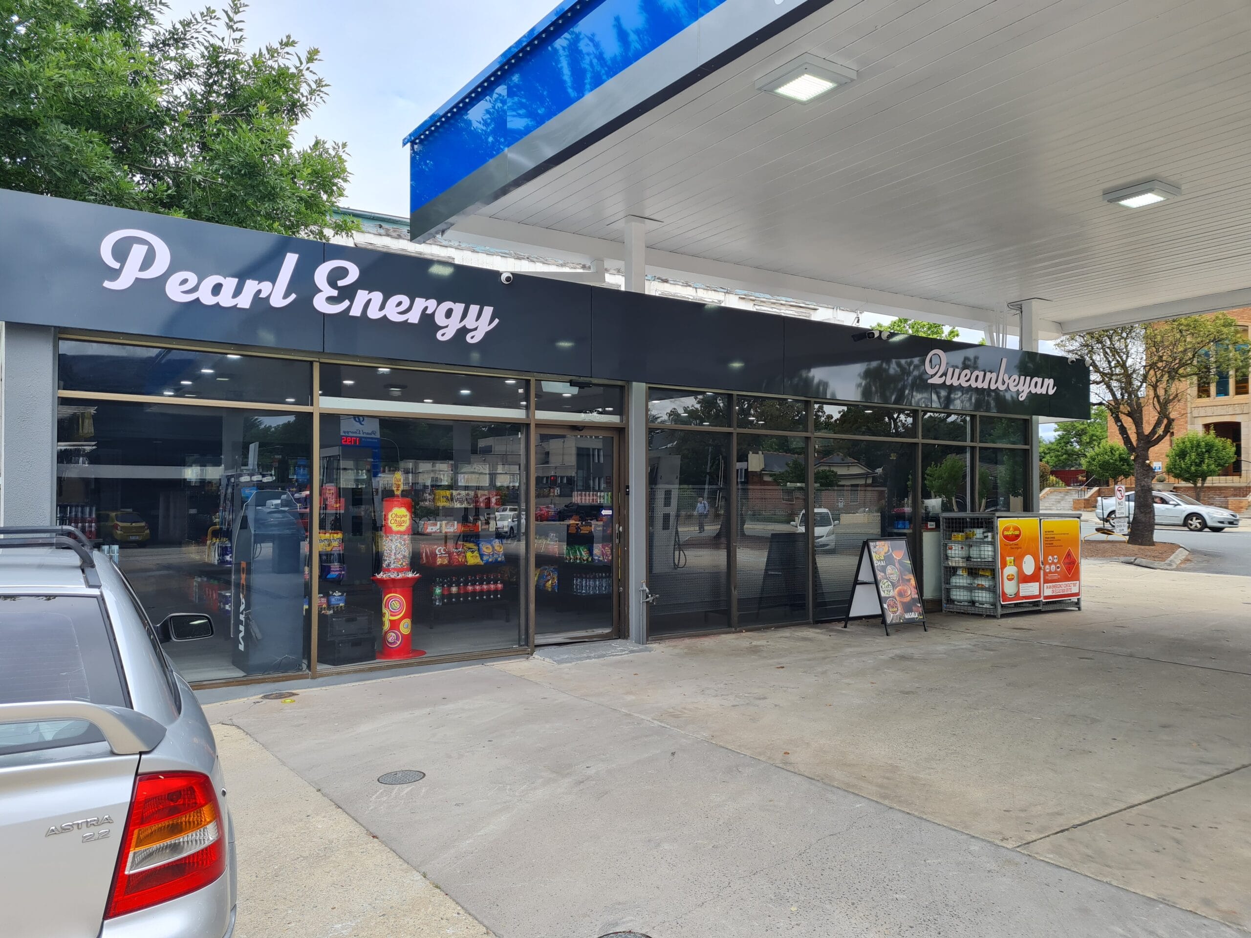 Petrol station CCTV monitoring system covering pumps, retail store, counter, storage and vehicle access areas