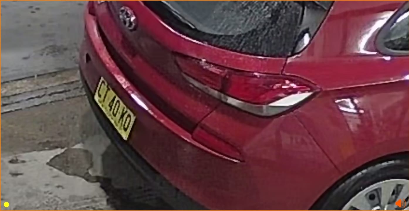 Petrol station CCTV number plate capture showing detailed vehicle evidence for incident investigation