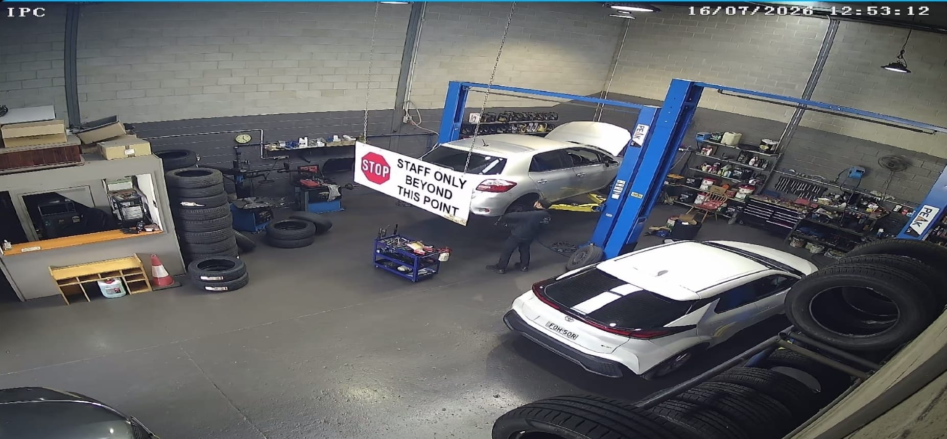 Petrol station CCTV monitoring workshop, service bay and restricted vehicle areas