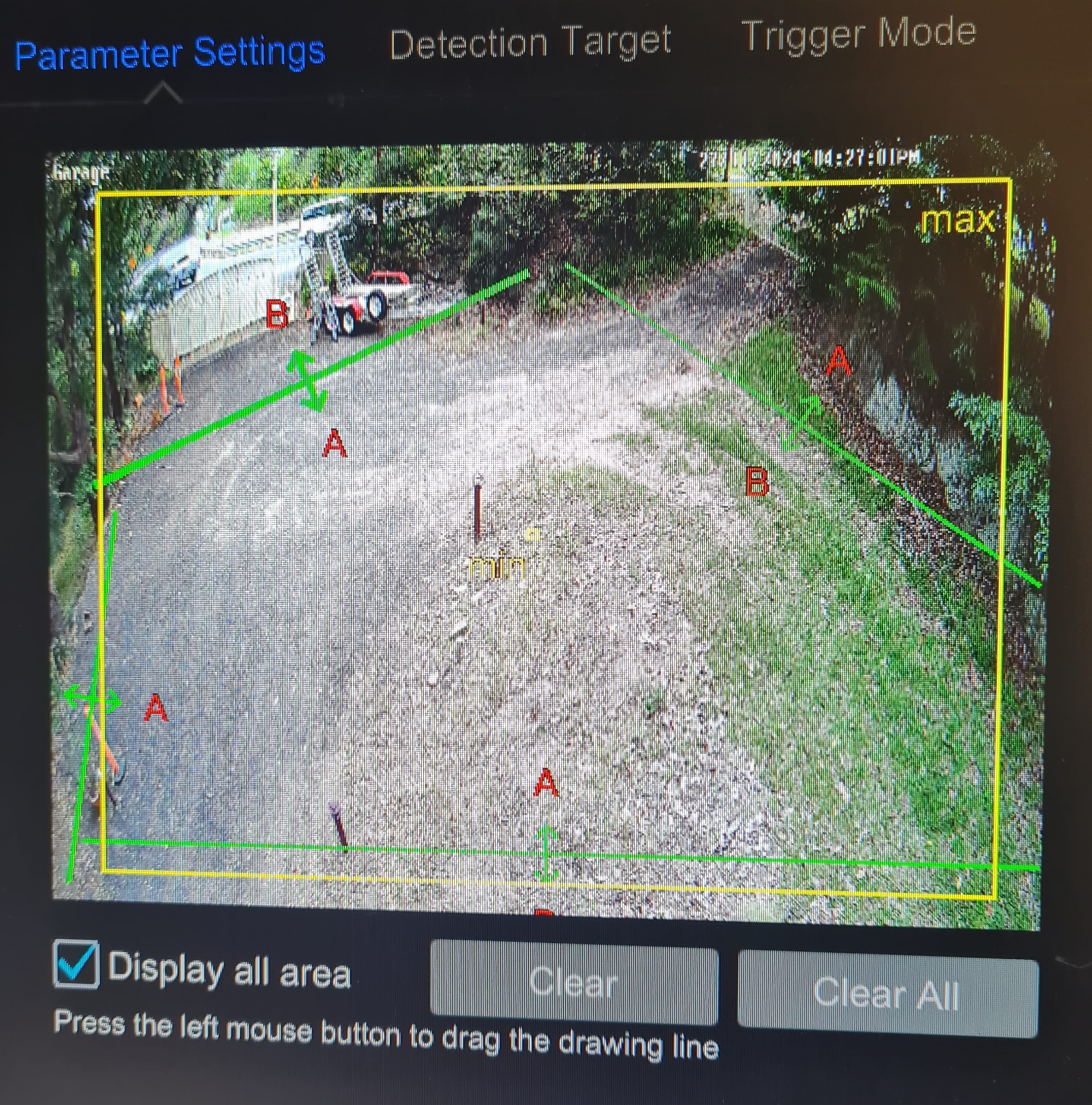 TVT AI perimeter line crossing setup at a Blue Mountains property