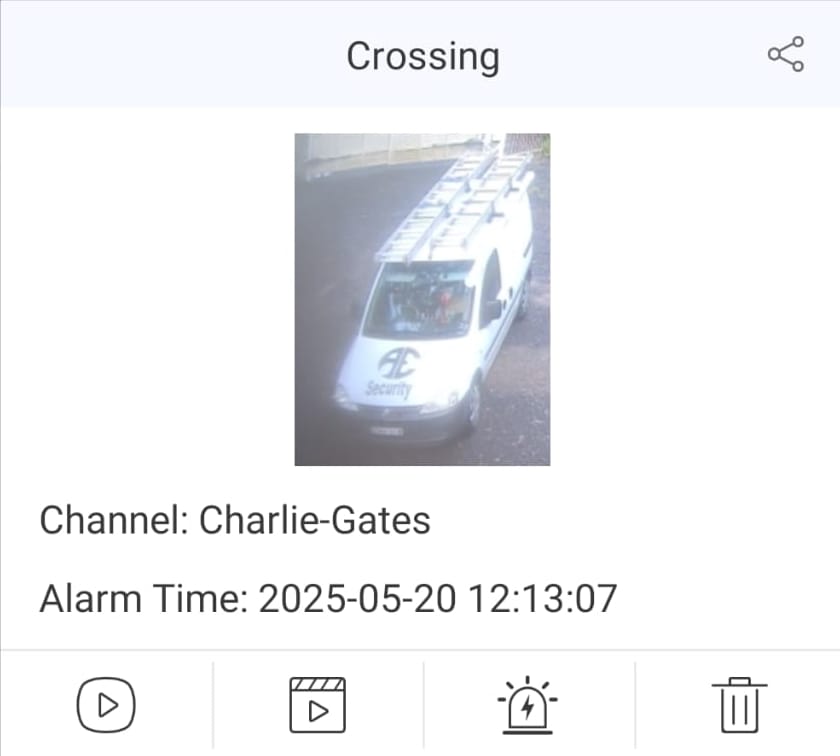 TVT AI vehicle line crossing notification at a Blue Mountains property
