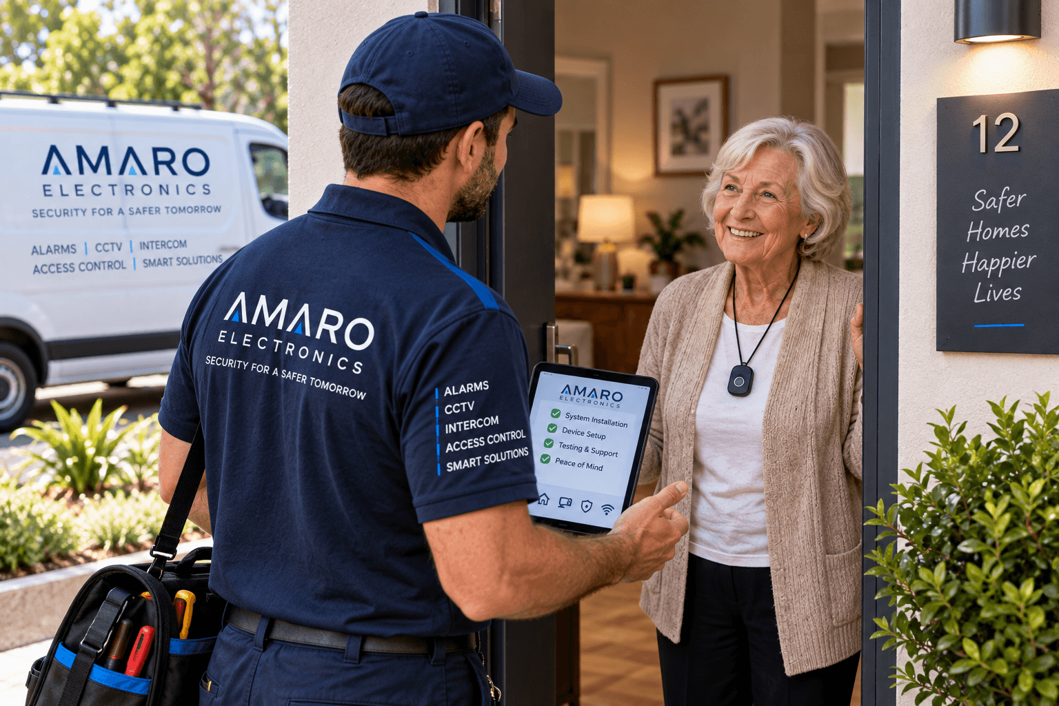 Amaro Electronics technician providing professional senior safety system installation in Sydney
